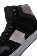 Men's Black Leather High Top Sneaker | Derimod Men's Black Leather High Top Sneaker | Derimod