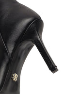 Women's Black Zippered High Thin Heel Leather Boot | Derimod Women's Black Zippered High Thin Heel Leather Boot | Derimod