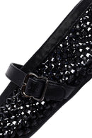 Women's Black Mesh Stoned Ballerinas | Derimod Women's Black Mesh Stoned Ballerinas | Derimod