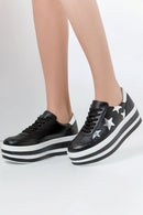 High-Based Star Detailed Women's Leather Sports Shoes | Derimod High-Based Star Detailed Women's Leather Sports Shoes | Derimod