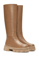Women's Brown Leather Thick Soled Boots | Derimod Women's Brown Leather Thick Soled Boots | Derimod
