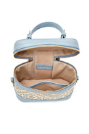 Women's Blue Long Strap Patterned Mini Box Crossbody Bag | Derimod Women's Blue Long Strap Patterned Mini Box Crossbody Bag | Derimod