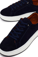 Male Navy Lace-up Suede Leather Sneaker | Derimod Male Navy Lace-up Suede Leather Sneaker | Derimod