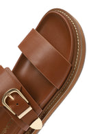 Women's Tan Buckled Slippers | Derimod Women's Tan Buckled Slippers | Derimod