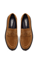 Kadın Taba Kalın Tabanlı Süet Deri Maskülen Loafer | Derimod Kadın Taba Kalın Tabanlı Süet Deri Maskülen Loafer | Derimod