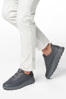 Geox Men's Grey Slip-On Lace-Up Sneakers | Derimod Geox Men's Grey Slip-On Lace-Up Sneakers | Derimod