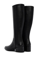 Woman Black Zip Closure Chunky Heeled Leather Boots | Derimod Woman Black Zip Closure Chunky Heeled Leather Boots | Derimod