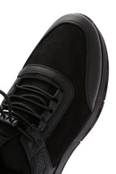 Erkek Siyah Bağcıklı Nubuk Deri Sneaker | Derimod Erkek Siyah Bağcıklı Nubuk Deri Sneaker | Derimod