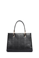 Women's Black Long Strap Printed Shoulder Bag | Derimod Women's Black Long Strap Printed Shoulder Bag | Derimod