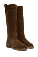 Women's Tan Suede Leather Boots | Derimod Women's Tan Suede Leather Boots | Derimod