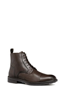 Geox Men's Brown Walk Pleasure Lace-Up Leather Combat Boots | Derimod Geox Men's Brown Walk Pleasure Lace-Up Leather Combat Boots | Derimod
