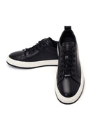 Male Black Lace-Up Leather Sneaker | Derimod Male Black Lace-Up Leather Sneaker | Derimod