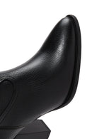 Women's Black Leather Cowboy Heeled Boots | Derimod Women's Black Leather Cowboy Heeled Boots | Derimod