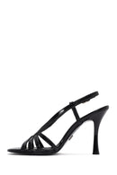 Kadın Siyah Bilekten Tokalı İnce Topuklu Deri Sandalet | Derimod Kadın Siyah Bilekten Tokalı İnce Topuklu Deri Sandalet | Derimod