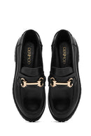 Women's Black Buckle Detailed Thick-Soled Leather Masculine Loafer | Derimod Women's Black Buckle Detailed Thick-Soled Leather Masculine Loafer | Derimod