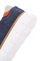 Men's Navy Blue Lace-Up Thick Sole Fabric Sneaker | Derimod Men's Navy Blue Lace-Up Thick Sole Fabric Sneaker | Derimod