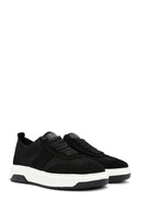 Men's Black Leather Detailed Lace Up Fabric Sneaker | Derimod Men's Black Leather Detailed Lace Up Fabric Sneaker | Derimod
