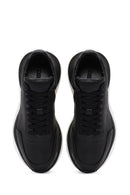 Erkek Siyah Bağcıklı Kalın Tabanlı Deri Sneaker | Derimod Erkek Siyah Bağcıklı Kalın Tabanlı Deri Sneaker | Derimod