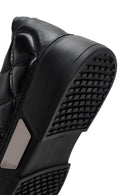 Men's Black Lace-Up Quilted Leather Casual Sneaker | Derimod Men's Black Lace-Up Quilted Leather Casual Sneaker | Derimod