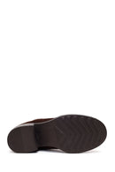 Woman Brown Zip Closure Chunky Heeled Suede Boots | Derimod Woman Brown Zip Closure Chunky Heeled Suede Boots | Derimod