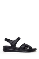Woman Black Strappy Leather Comfort Sandal | Derimod Woman Black Strappy Leather Comfort Sandal | Derimod