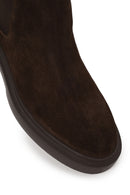 Male Brown Thick-Soled Suede Chelsea Boots | Derimod Male Brown Thick-Soled Suede Chelsea Boots | Derimod