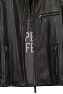 Lavine Male Black Slim-Fit Leather Jacket | Derimod Lavine Male Black Slim-Fit Leather Jacket | Derimod