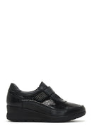 Women's Black Leather Wedge Heeled Comfort Shoes | Derimod Women's Black Leather Wedge Heeled Comfort Shoes | Derimod