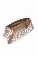 Women's Beige Long Strap Fabric Monogram Patterned Clutch Bag | Derimod Women's Beige Long Strap Fabric Monogram Patterned Clutch Bag | Derimod