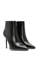 Women's Black Zippered Thin Heeled Leather Boots | Derimod Women's Black Zippered Thin Heeled Leather Boots | Derimod