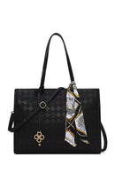 Woman Black Printed Classic Shoulder Bag | Derimod Woman Black Printed Classic Shoulder Bag | Derimod