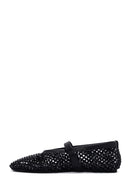 Women's Black Mesh Stoned Ballerinas | Derimod Women's Black Mesh Stoned Ballerinas | Derimod