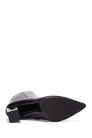 Woman Black Zip Closure Thick-Heeled Leather Boots | Derimod Woman Black Zip Closure Thick-Heeled Leather Boots | Derimod