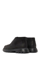 Male Black Lace-up Nubuck Leather Casual Boots | Derimod Male Black Lace-up Nubuck Leather Casual Boots | Derimod