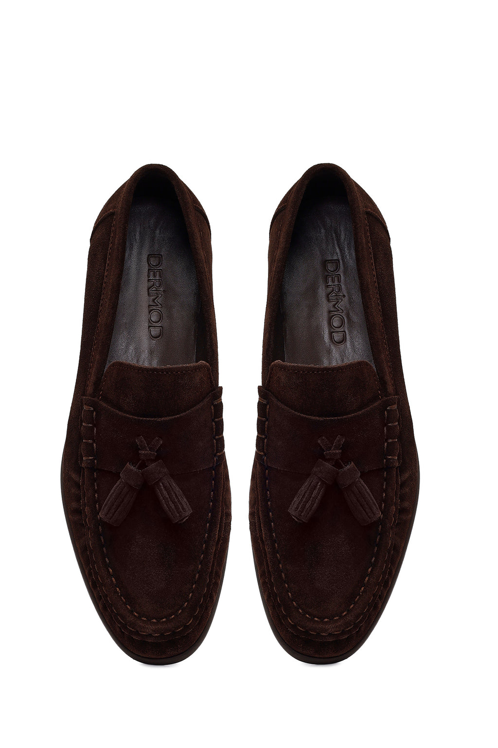 Erkek Kahverengi Püsküllü Süet Deri Casual Loafer