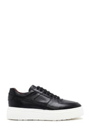 Erkek Siyah Bağcıklı Kalın Tabanlı Deri Sneaker | Derimod Erkek Siyah Bağcıklı Kalın Tabanlı Deri Sneaker | Derimod
