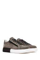 Men's Gray Lace-Up Nubuck Leather Sneaker | Derimod Men's Gray Lace-Up Nubuck Leather Sneaker | Derimod