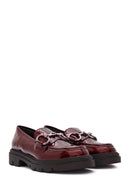 Woman Burgundy Buckle-Detailed Patent Leather Leather Masculine Loafer | Derimod Woman Burgundy Buckle-Detailed Patent Leather Leather Masculine Loafer | Derimod