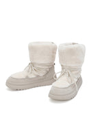 Women's White Fur Detailed Leather Boots | Derimod Women's White Fur Detailed Leather Boots | Derimod