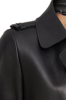 Los Angeles Women's Black Jacket Collar Leather Coat | Derimod Los Angeles Women's Black Jacket Collar Leather Coat | Derimod