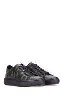 Camouflage Pattern Men's Leather Sneaker | Derimod Camouflage Pattern Men's Leather Sneaker | Derimod
