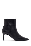 Woman Black Thin High-Heeled Leather Boots | Derimod Woman Black Thin High-Heeled Leather Boots | Derimod