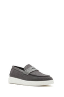 Erkek Gri Kalın Tabanlı Süet Deri Casual Loafer | Derimod Erkek Gri Kalın Tabanlı Süet Deri Casual Loafer | Derimod