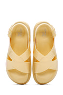 Women's Yellow Ankle Strap Thick Soled Jelly Sandals | Derimod Women's Yellow Ankle Strap Thick Soled Jelly Sandals | Derimod