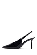 Woman Black Open-Back Thin-Heeled Patent Leather Leather Shoes | Derimod Woman Black Open-Back Thin-Heeled Patent Leather Leather Shoes | Derimod