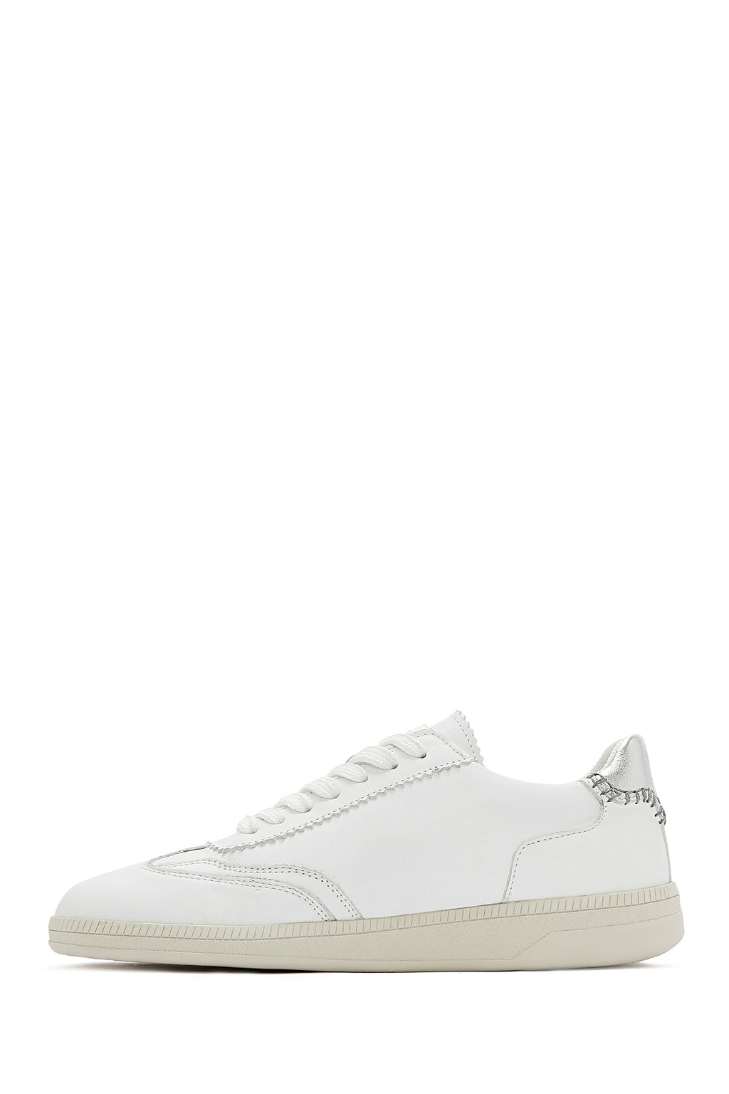 Kadın Beyaz Bağcıklı Deri Sneaker