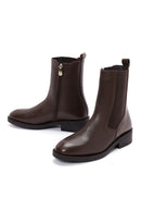 Kadın Kahverengi Fermuarlı Deri Casual Bot | Derimod Kadın Kahverengi Fermuarlı Deri Casual Bot | Derimod