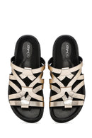Women's Gold Leather Metallic Slippers | Derimod Women's Gold Leather Metallic Slippers | Derimod