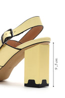 Kadın Sarı Deri Kalın Topuklu Sandalet | Derimod