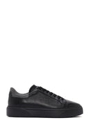 Erkek Siyah Bağcıklı Deri Sneaker | Derimod Erkek Siyah Bağcıklı Deri Sneaker | Derimod